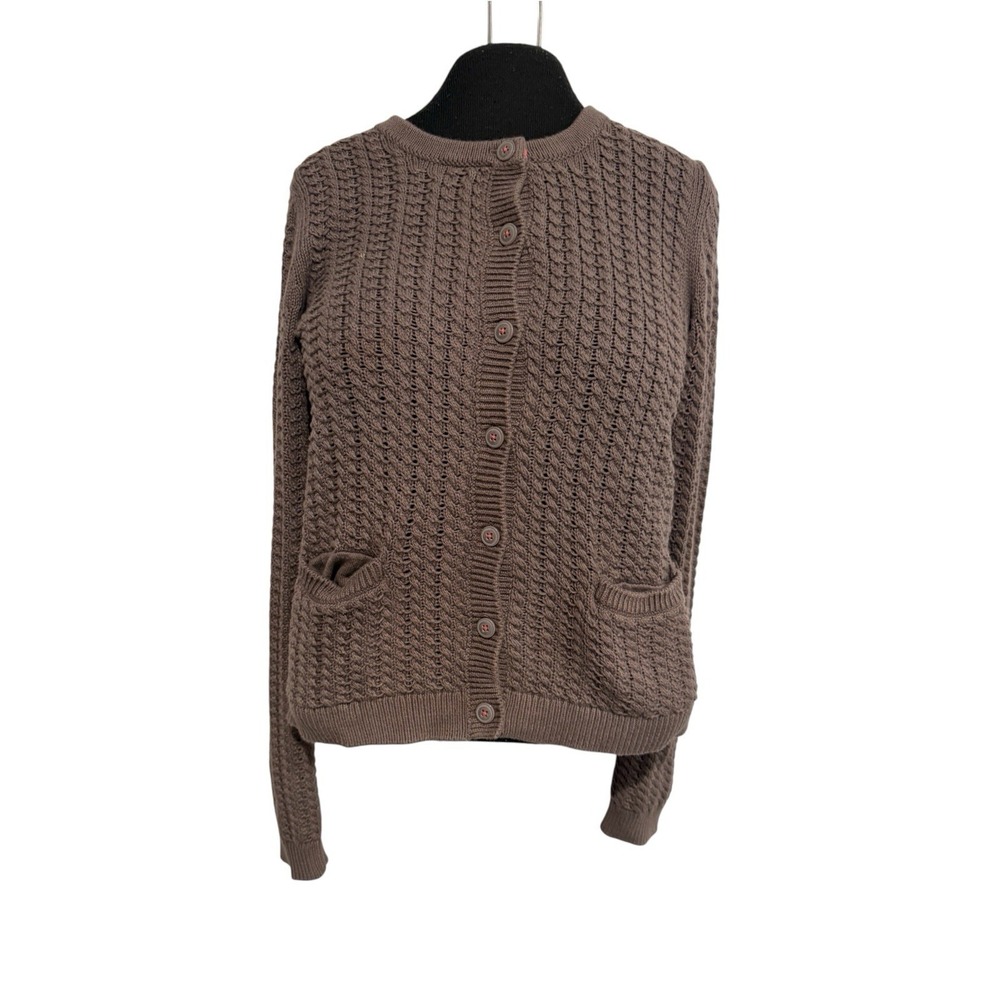 Boden Long Sleeve Textured Knit Button-Up Cardigan Brown Women's Size 2